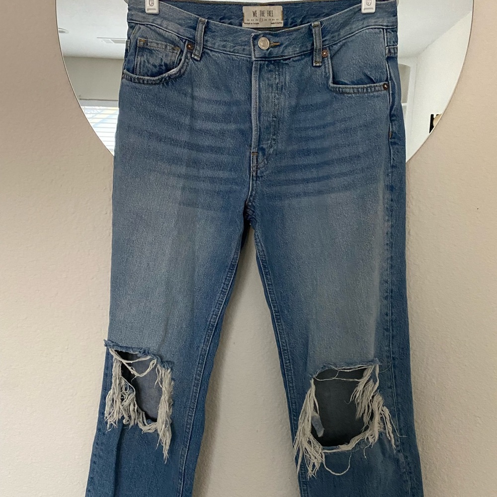free people maggie mid-rise straight leg jeans, size 27